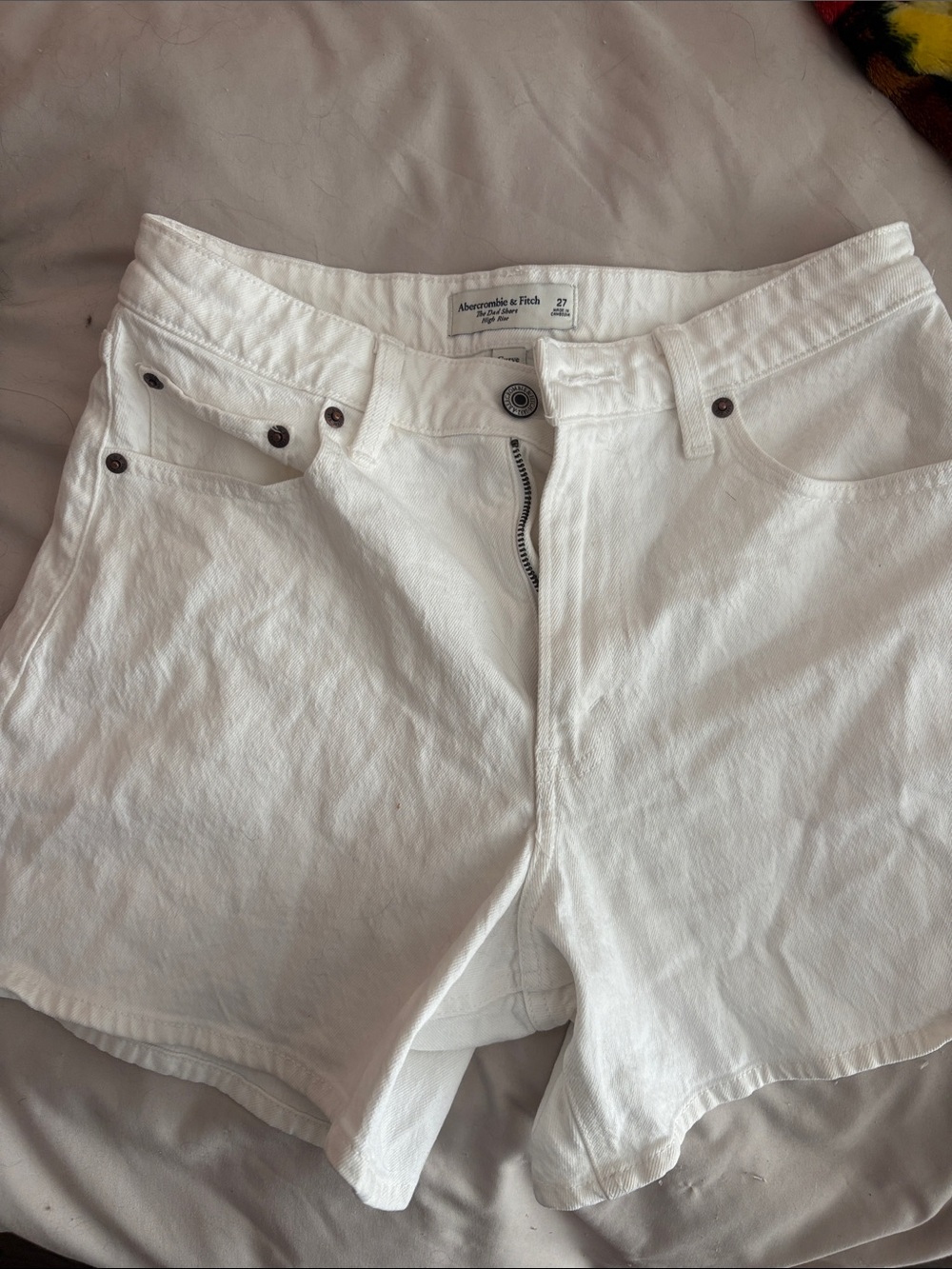 Abercrombie & Fitch White Women’s Curve Love Denim Shorts